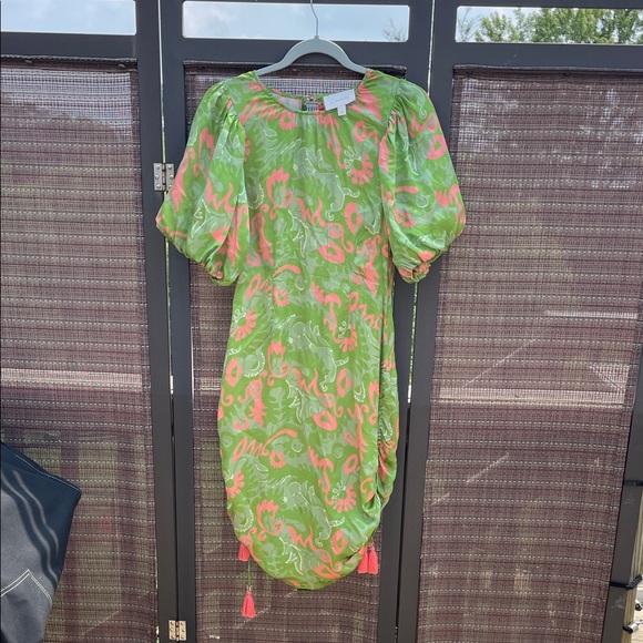 Show stopper, pink and green summer dress from CleoBella, size medium - Picture 1 of 9